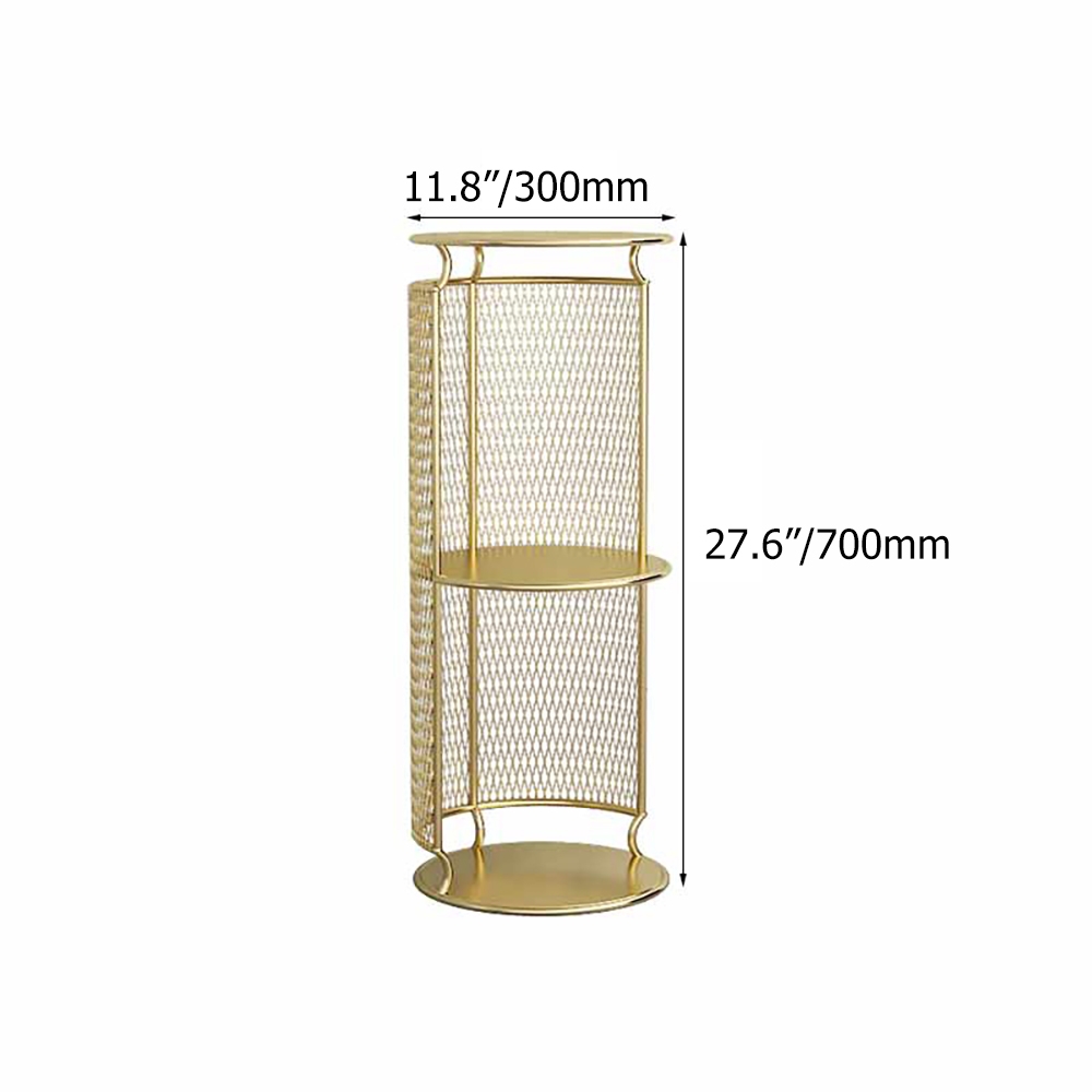 Chic Decor Round Gold Standing Plant Stand with Shelves window image