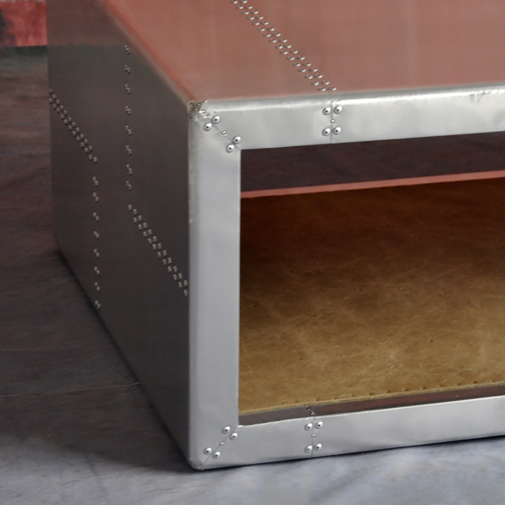 Industrial Coffee Table with Storage in Hollow-Frame Structure window image