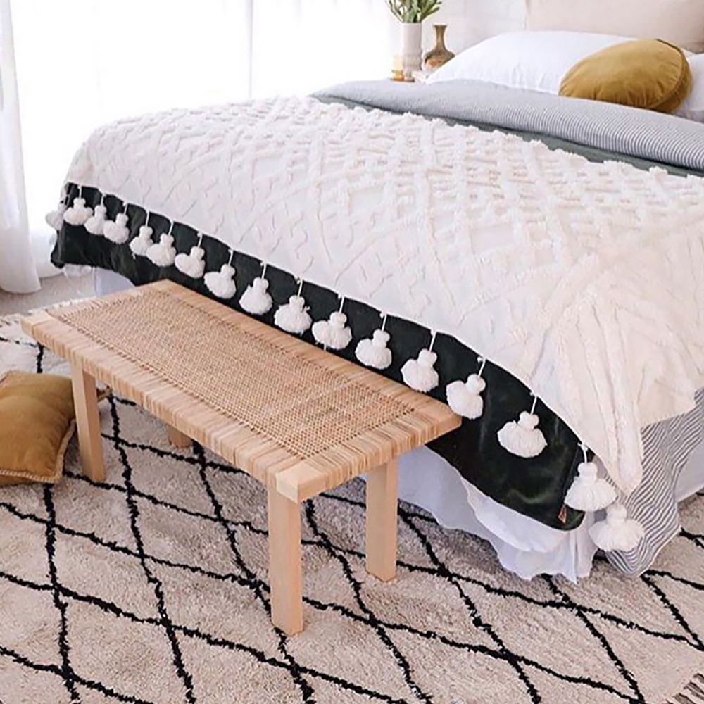 Tufted Bench Blue Velvet Upholstered Bench Ottoman Bench window image