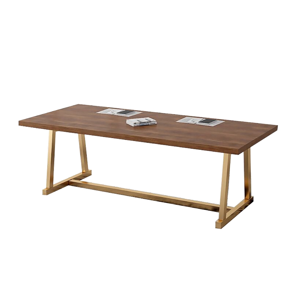 47.2" Retro Rectangular Dining Table with Solid Wood Top & Metal Base window image