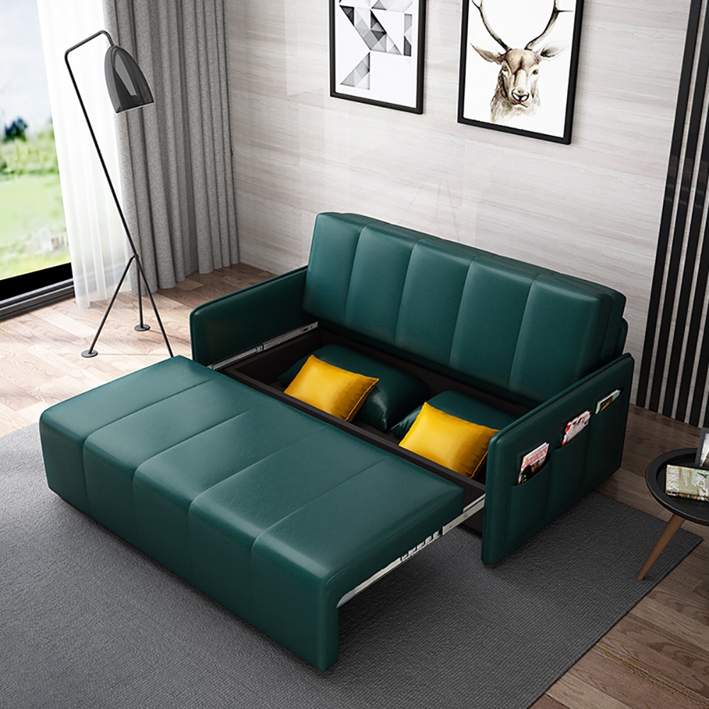 2020mm Full Sleeper Sofa Leather Upholstered Convertible Sofa window image