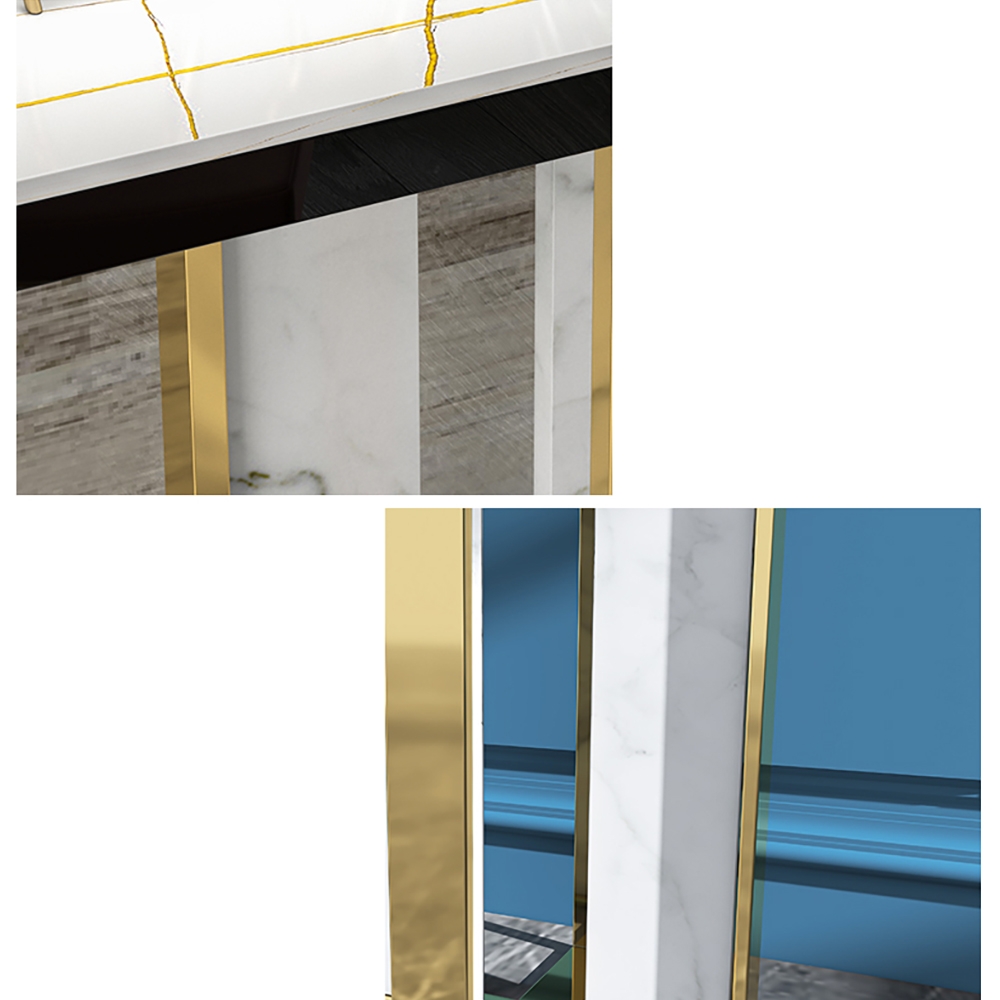 39.4" Narrow Console Table with Sintered Stone Top Metal Frame Entryway Table window image