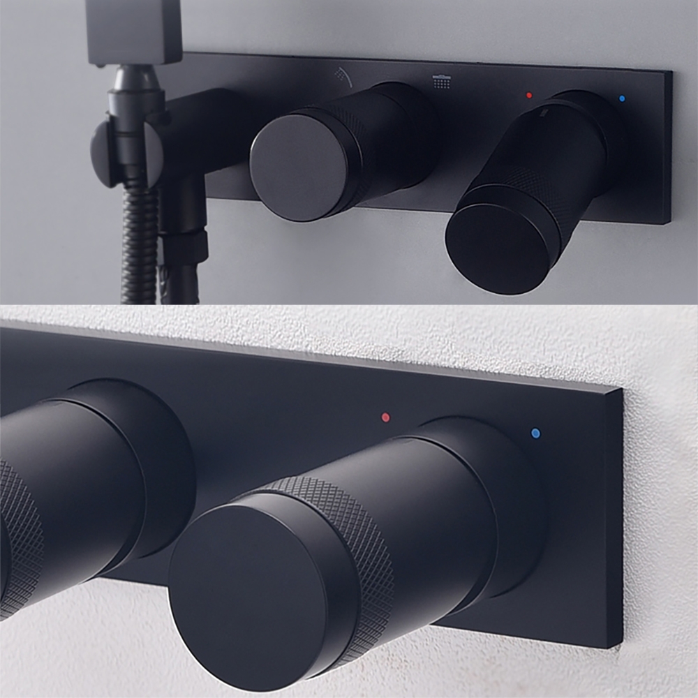 Sleek Wall Mounted Waterfall Bathtub Faucet with Handshower in Matte Black window image