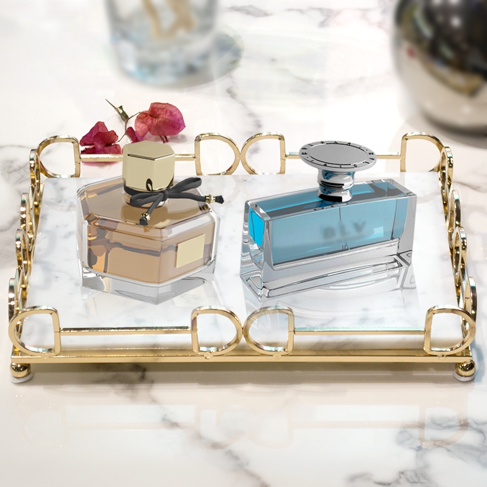 Nordic White Rectangular Marble Desk Organizer Tray window image