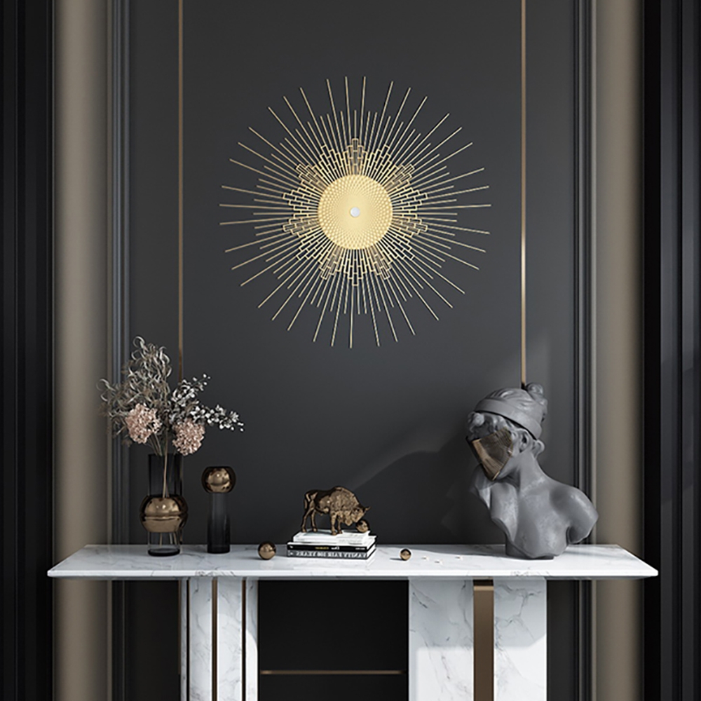 23.6" Modern Metal Gold Sun Home Abstract Wall Decor Art window image