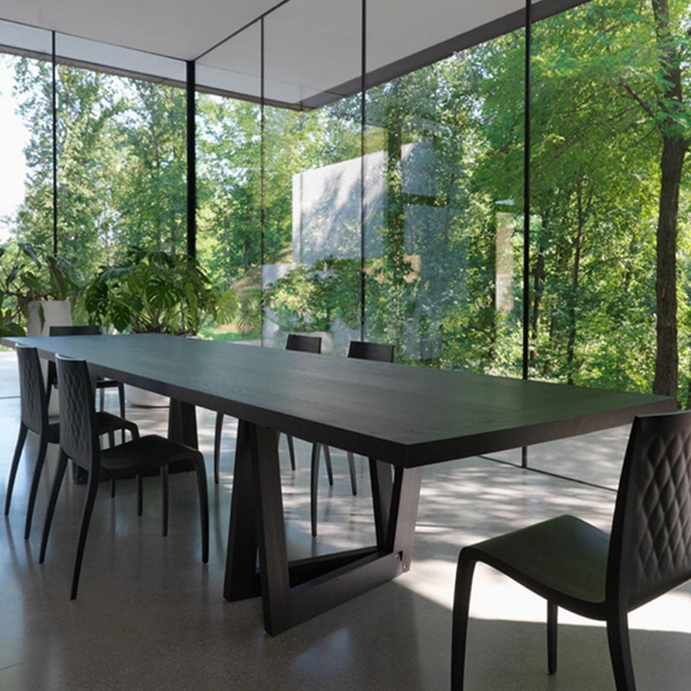 47.2" Industrial Black Rectangular Dining Table Solid Wood Table window image