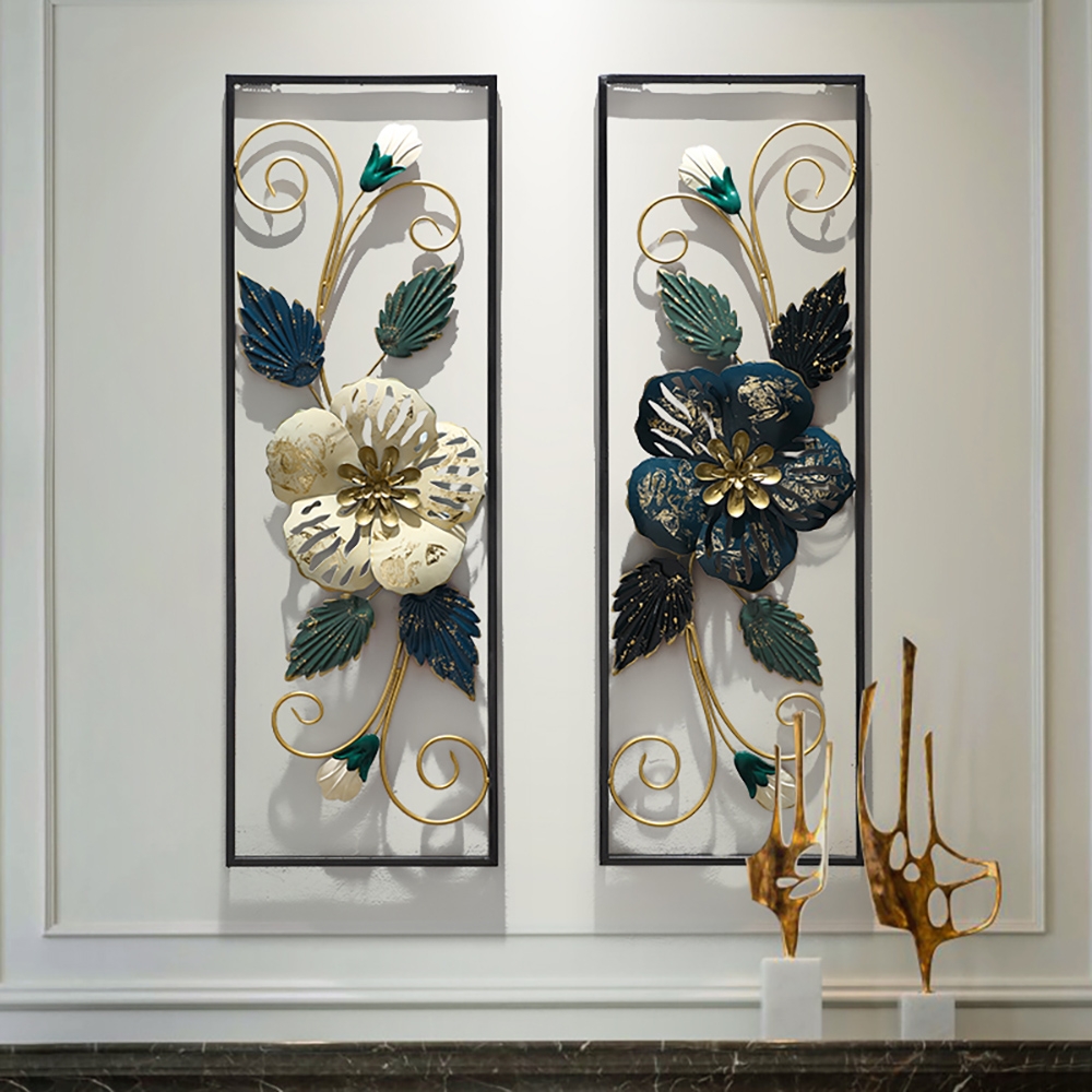 2 Pieces Farmhouse Home Metal Flower Leaf Wall Decor Set window image