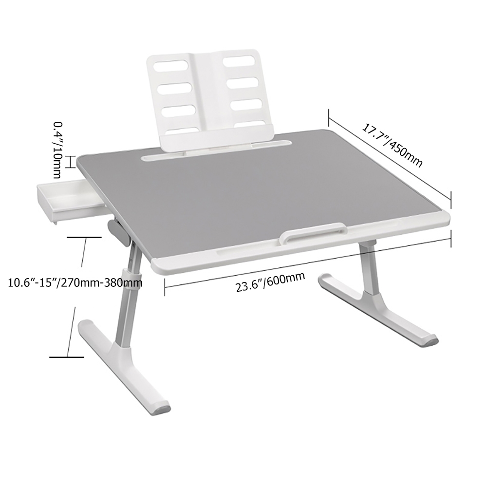 Adjustable Desk in White for Computer Folding Laptop Desk Stand window image