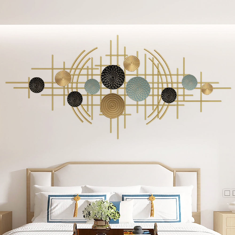 3D Nordic Style Geometric Round Metal Wall Decor Light Luxury window image