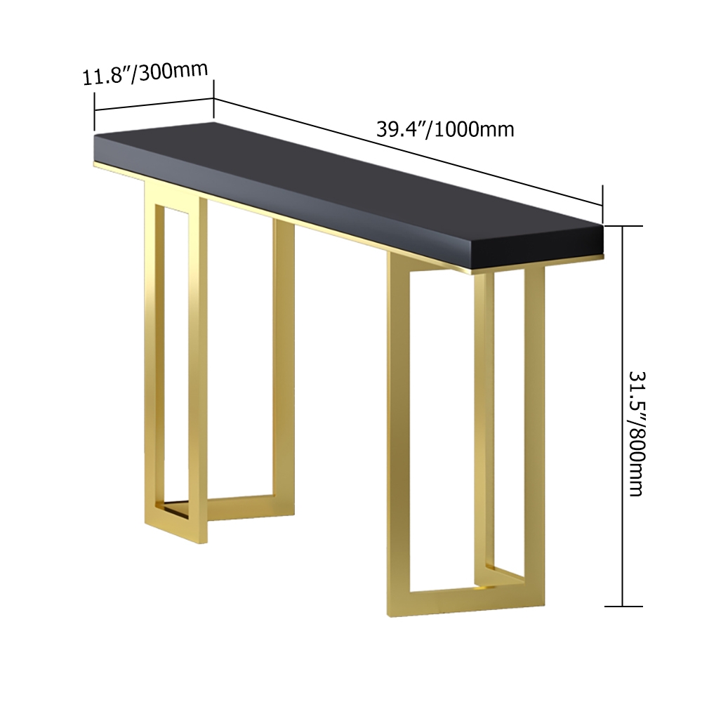 Modern Black Narrow Console Table in Wood & Metal window image