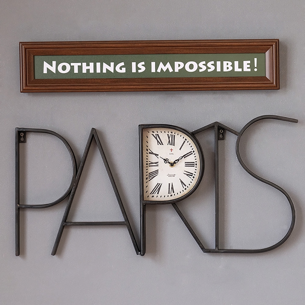 Nordic Retro-Style Black Metal Large Wall Clock Home Decor window image