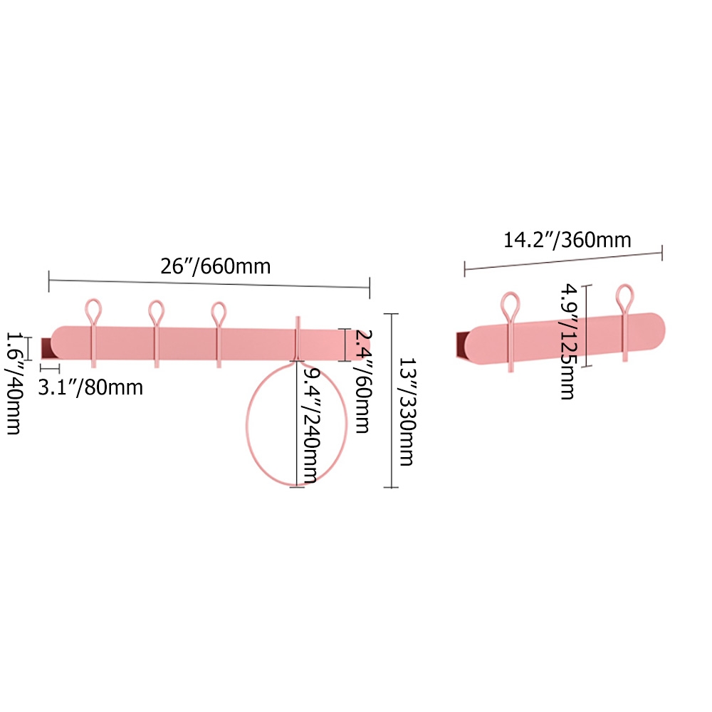 Metal Bathroom Wall Mount Shelf with Towel Ring Pink window image