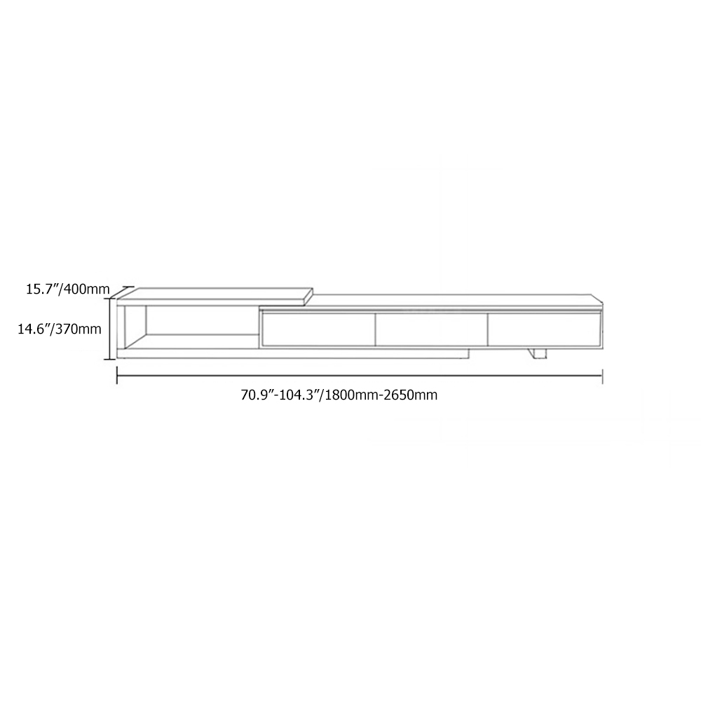 Nordic Walnut TV Stand Extendable Sintered Stone Top Entertainment Cabinet with Drawers window image