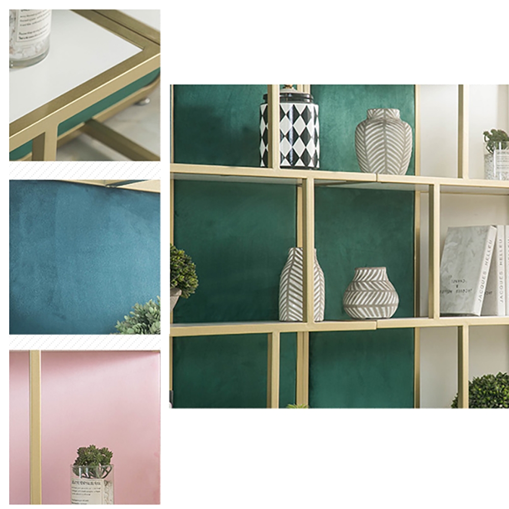 4-Tiers Golden Bookshelf Freestanding Display Bookcase in Green window image