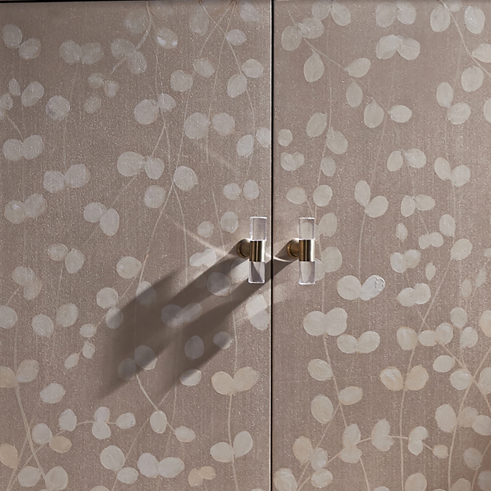 66" Champagne Sideboard 4-Door 4-Shelf Buffet Acrylic Pulls Gold Finsh window image