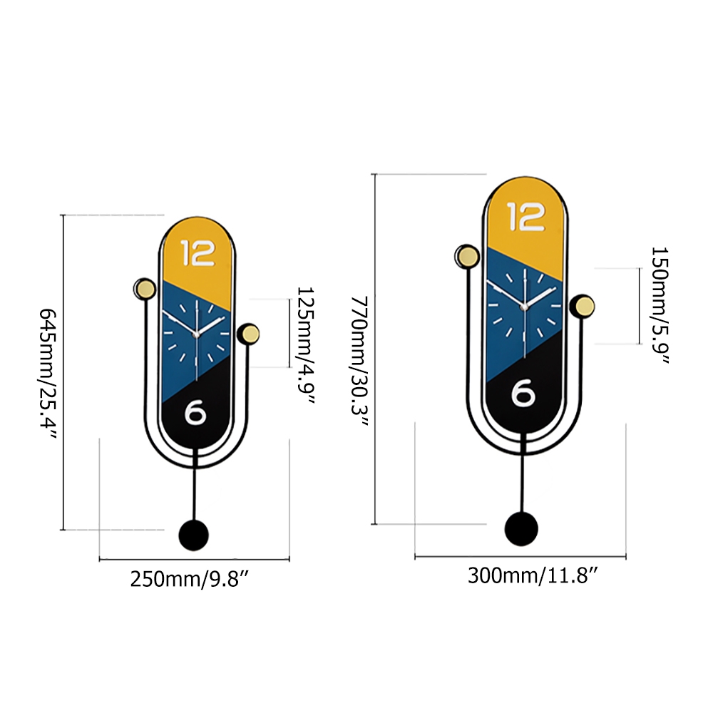 Nordic-Style Geometric Oval Acrylic Decorative Wall Clock with Black Pendulum window image