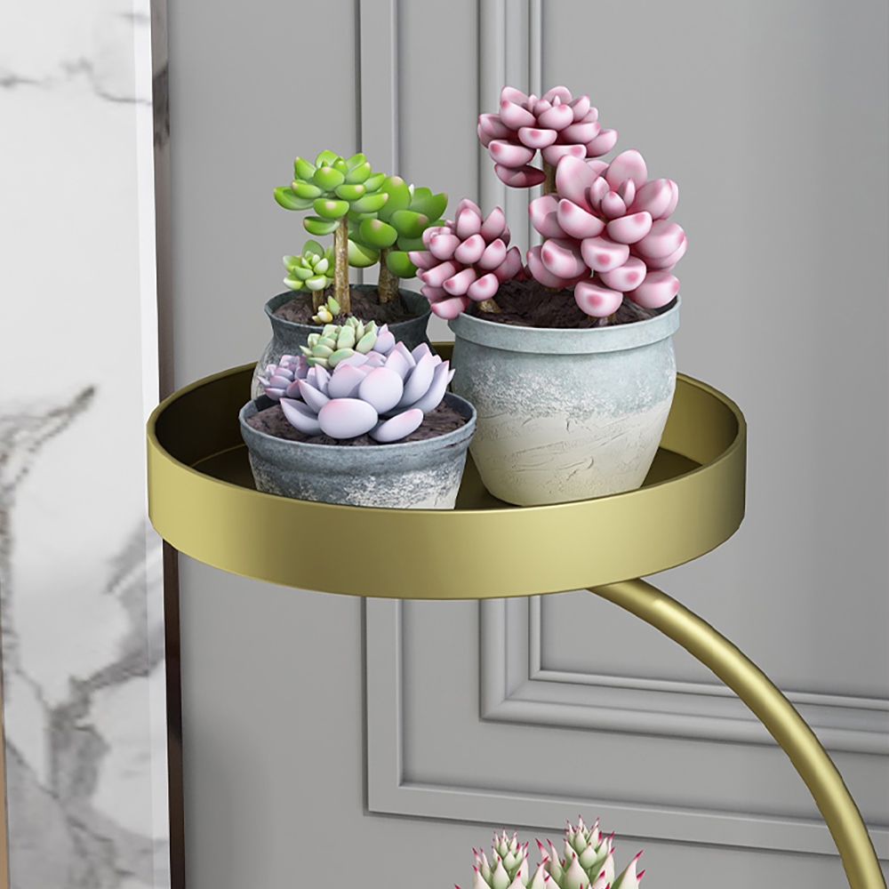 Gold Modern Metal Round Plant Stand Flower Pot Holder window image