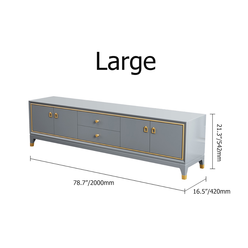 70" Minimalist Senior Gray TV Stand with Doors & Drawers in Small window image