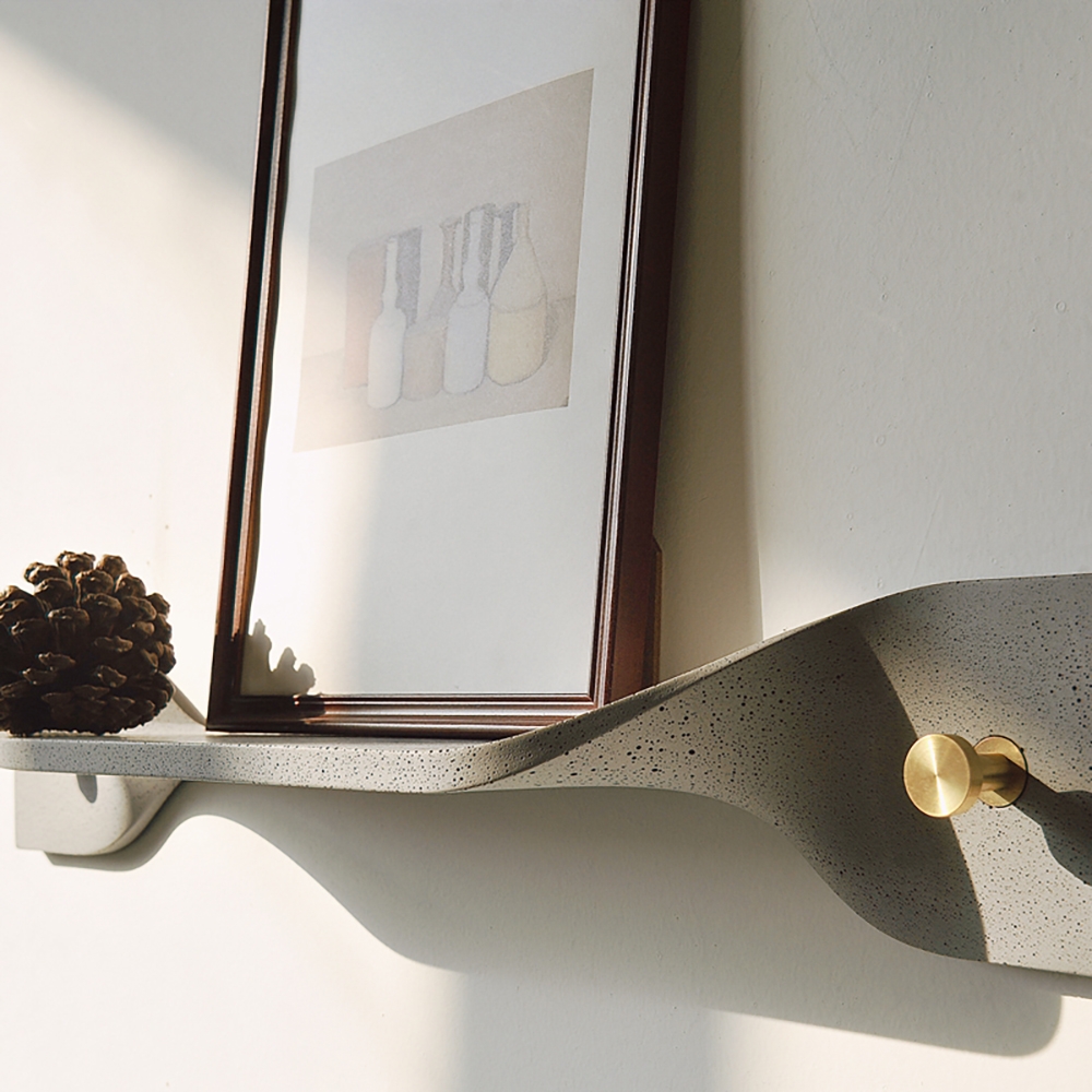 Industrial Gray Decor Floating Shelves with Hooks window image