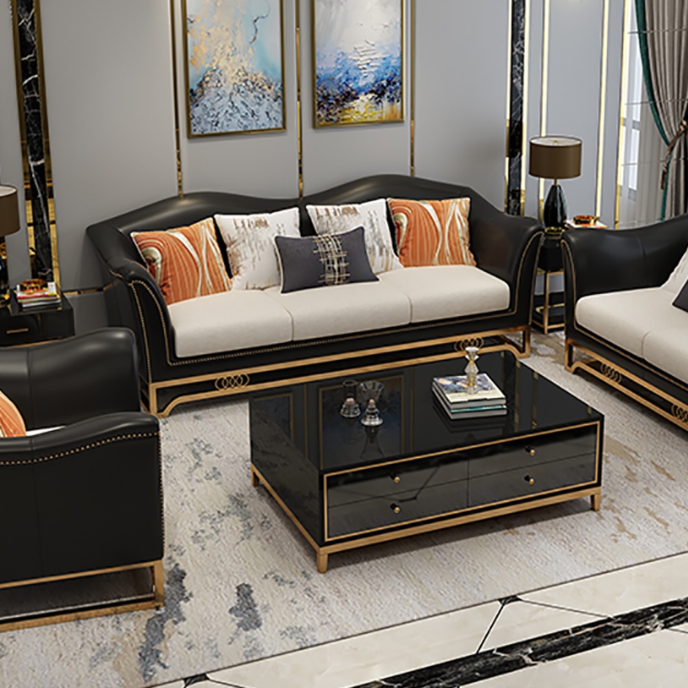 Modern Sofa 3-Seater Microfiber Leather Upholstered Sofa 78.7" Pillow Included window image