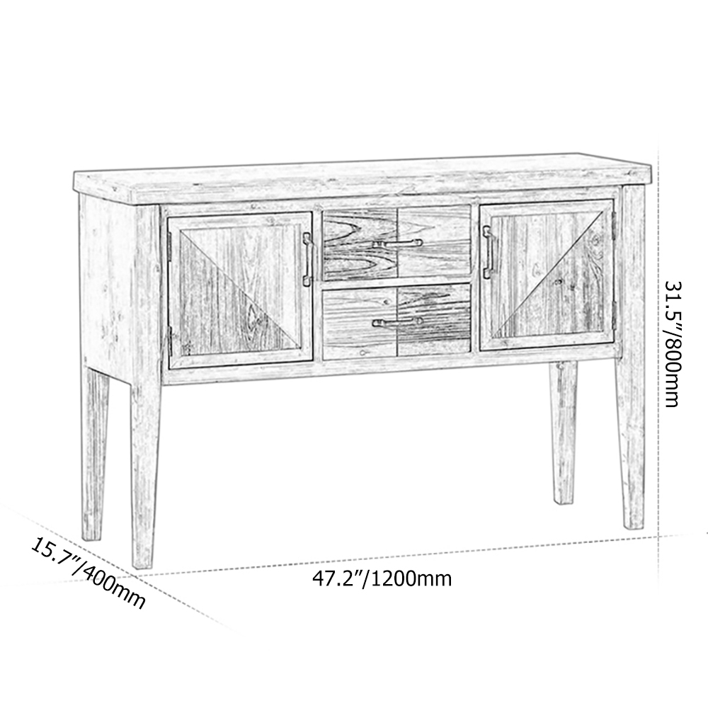 Farmhouse Wood Console Table with Drawers in Cedar & MDF Natural window image