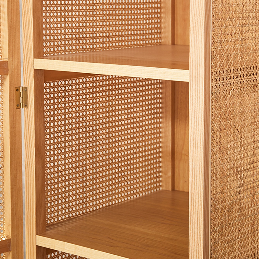 1900mm Nordic Natural Closet Arc Top Woven Rattan Clothes Cabinet window image