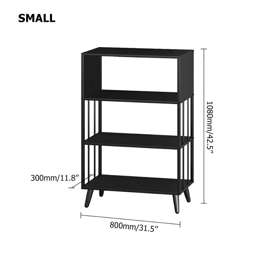 Contemporary Standing Etagere Bookshelf Metal Shelf in Black 4 Tiers window image