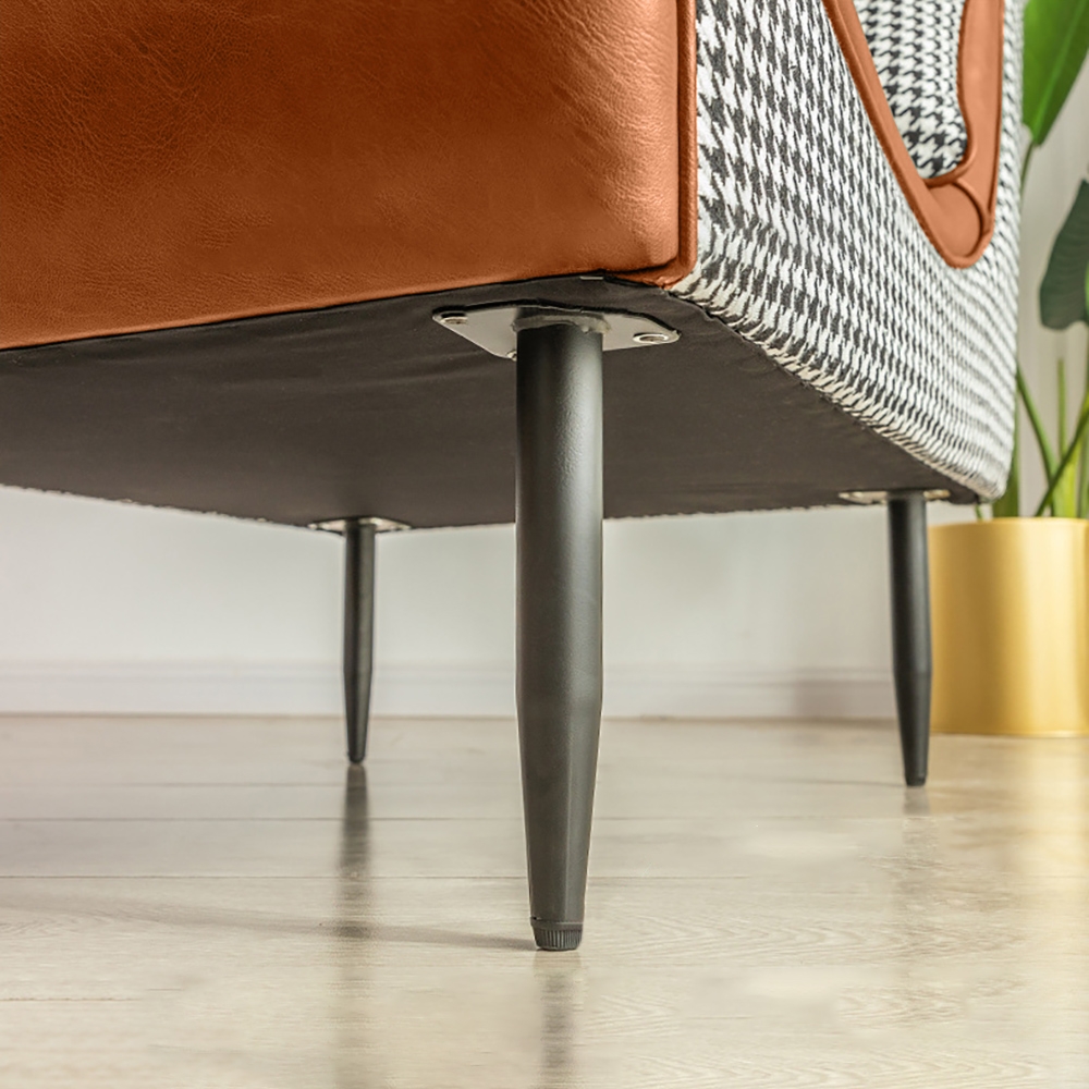 Orange Accent Chair Upholstered Leather Accent Chair Modern with Ottoman window image