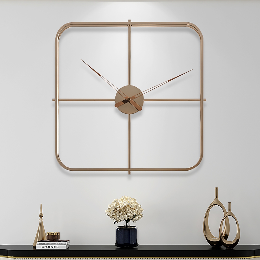 17.7" Modern Minimalist Classic Square Design Fashion Gold Silent Wall Clock window image