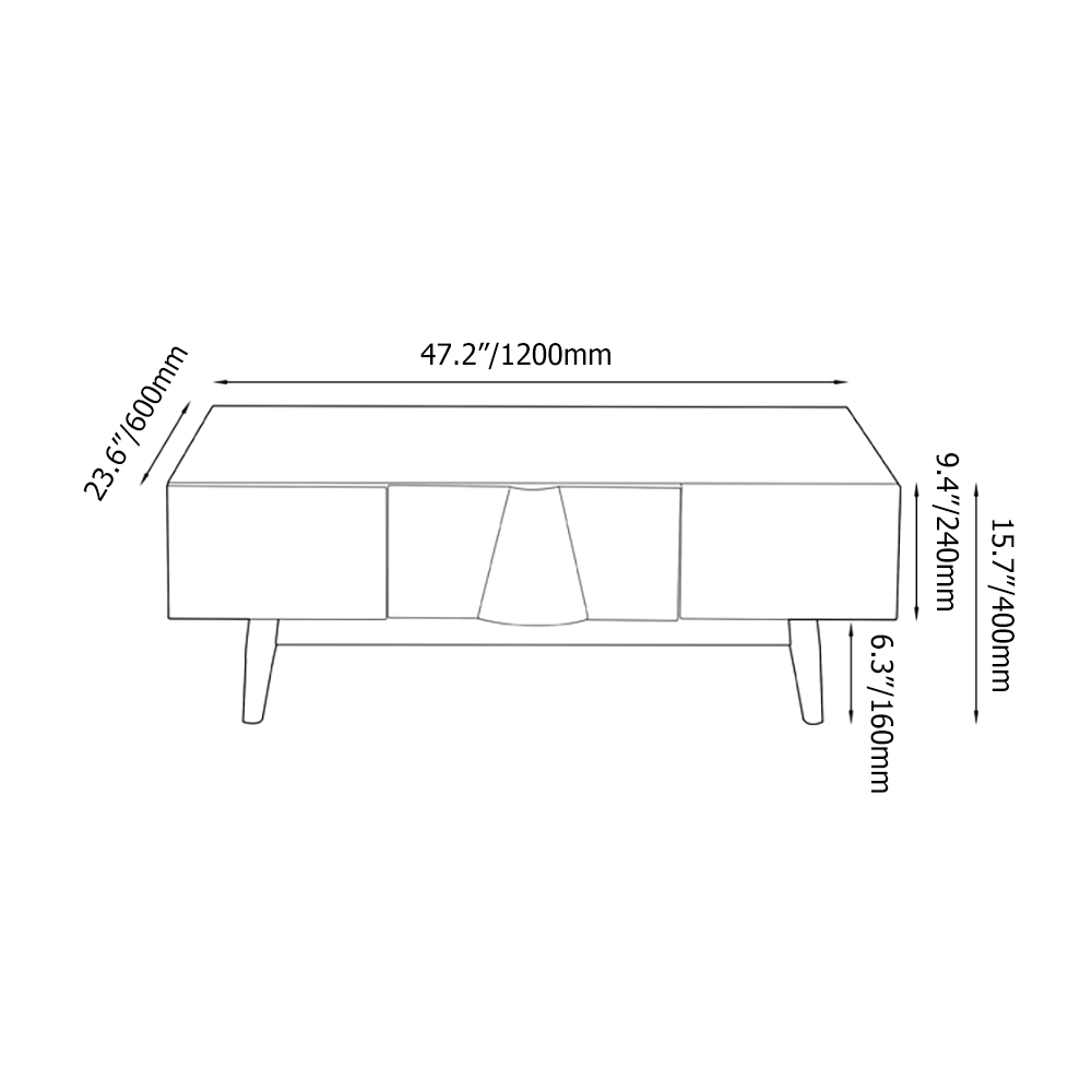 White Coffee Table with Drawers in Rectangle-shaped window image