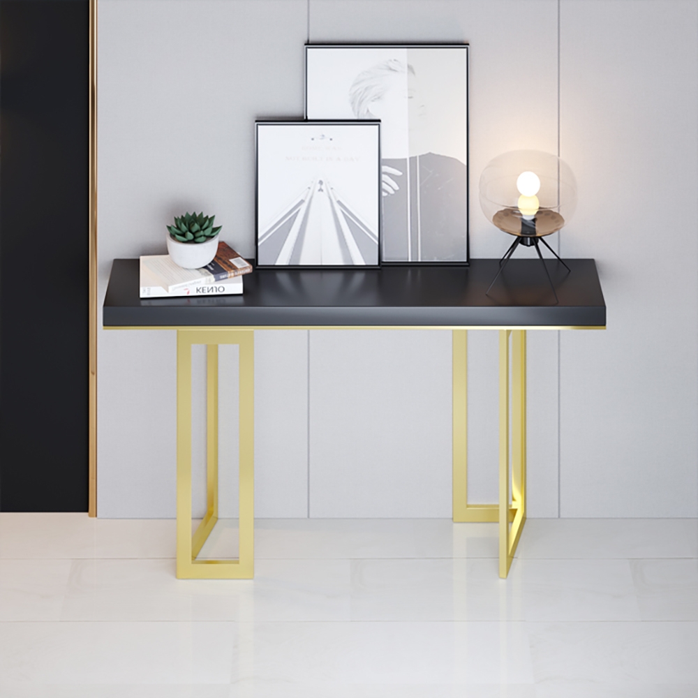 Modern Black Narrow Console Table in Wood & Metal window image