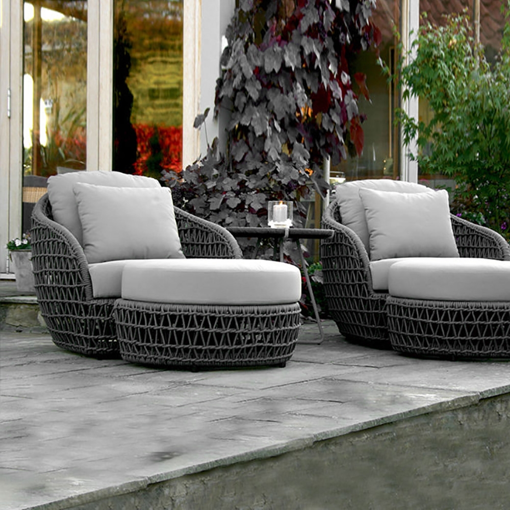 Rattan Outdoor Armchair Accent Chair with Cushion Back window image