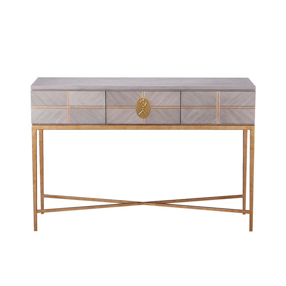 Modern Wood Console Table with Drawers with Metal Frame window image