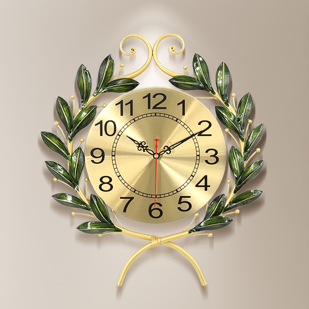 Artistic Fashion Olive Branches Leaves Wall Clock Home Decor window image