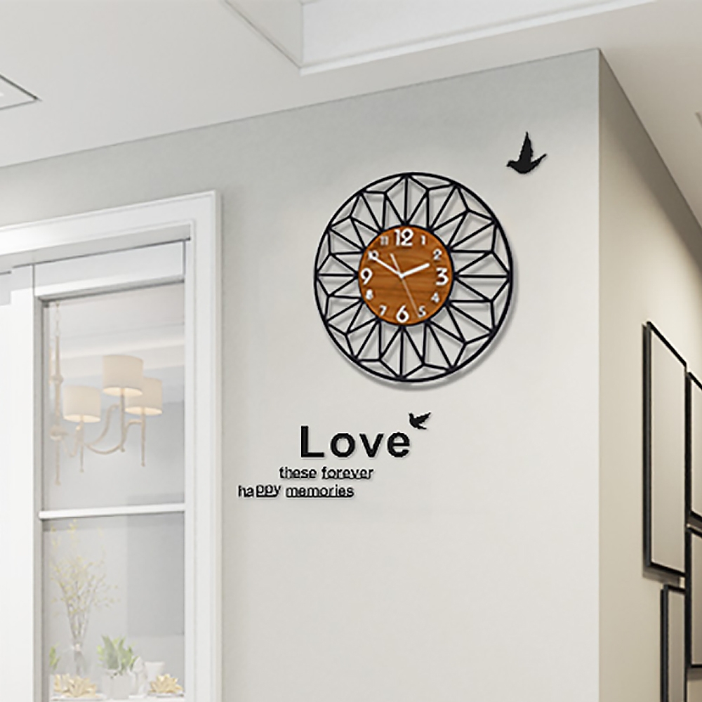 X-Large Modern Simple Geometric Acrylic Wall Clock with Hollow-out Design window image