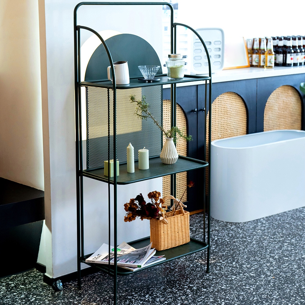 57" Modern Metal Standing Kitchen Shelving in Dark Green|Homary