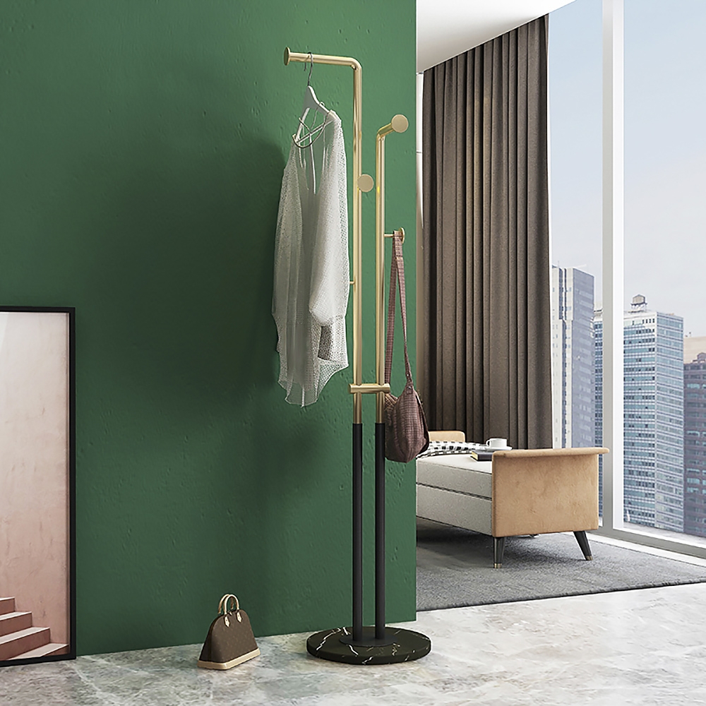 Scandinavian Style Round Coat Rack in White/Black/Gold window image