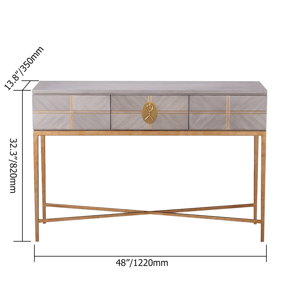 Modern Wood Console Table with Drawers with Metal Frame window image