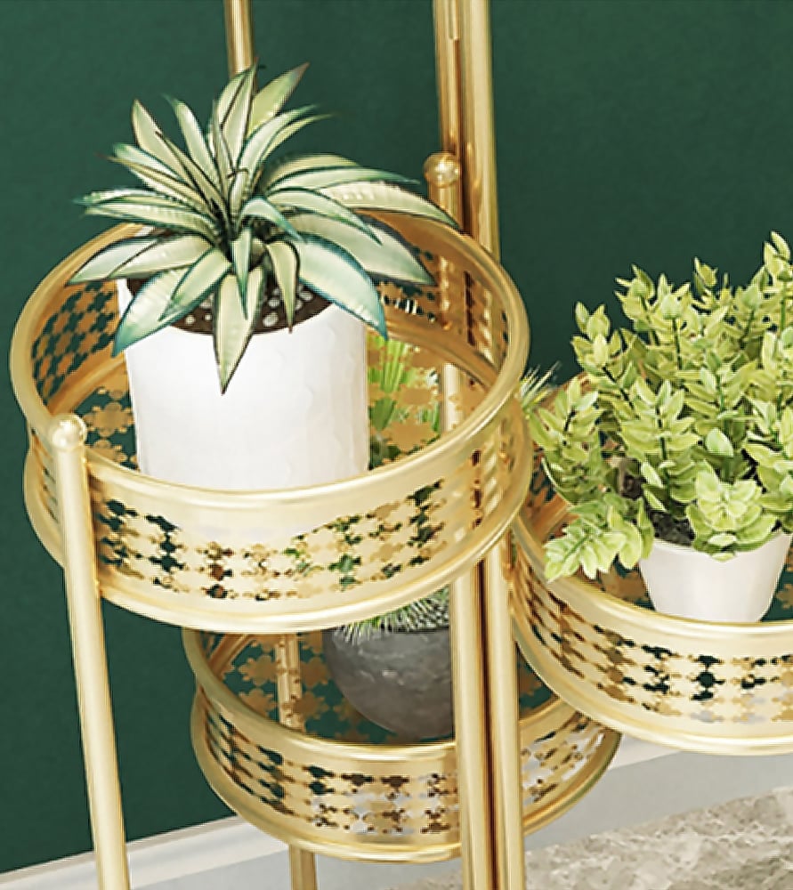 Support pour plantes d'intérieur de luxe à 6 niveaux Doré image de fenêtre