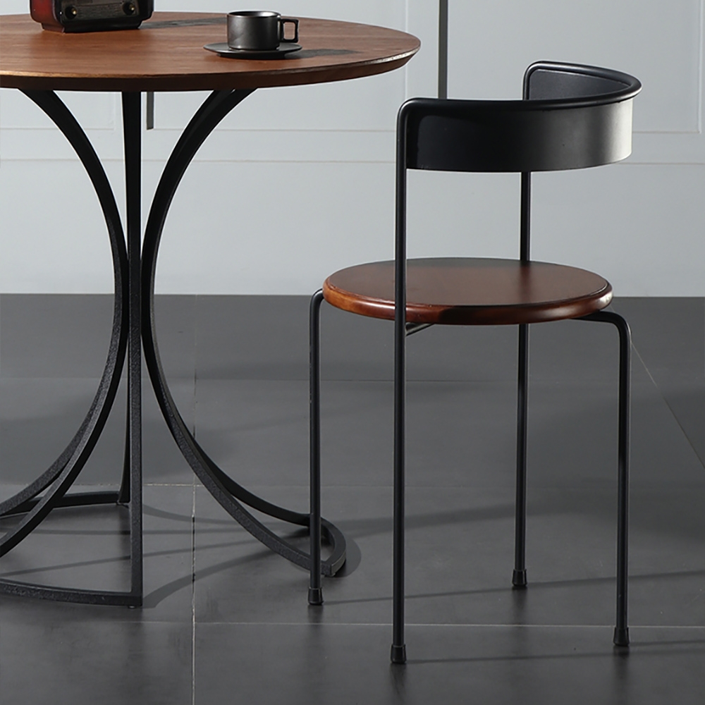 Industrial Dining Chair Metal Walnut Dining Chair window image