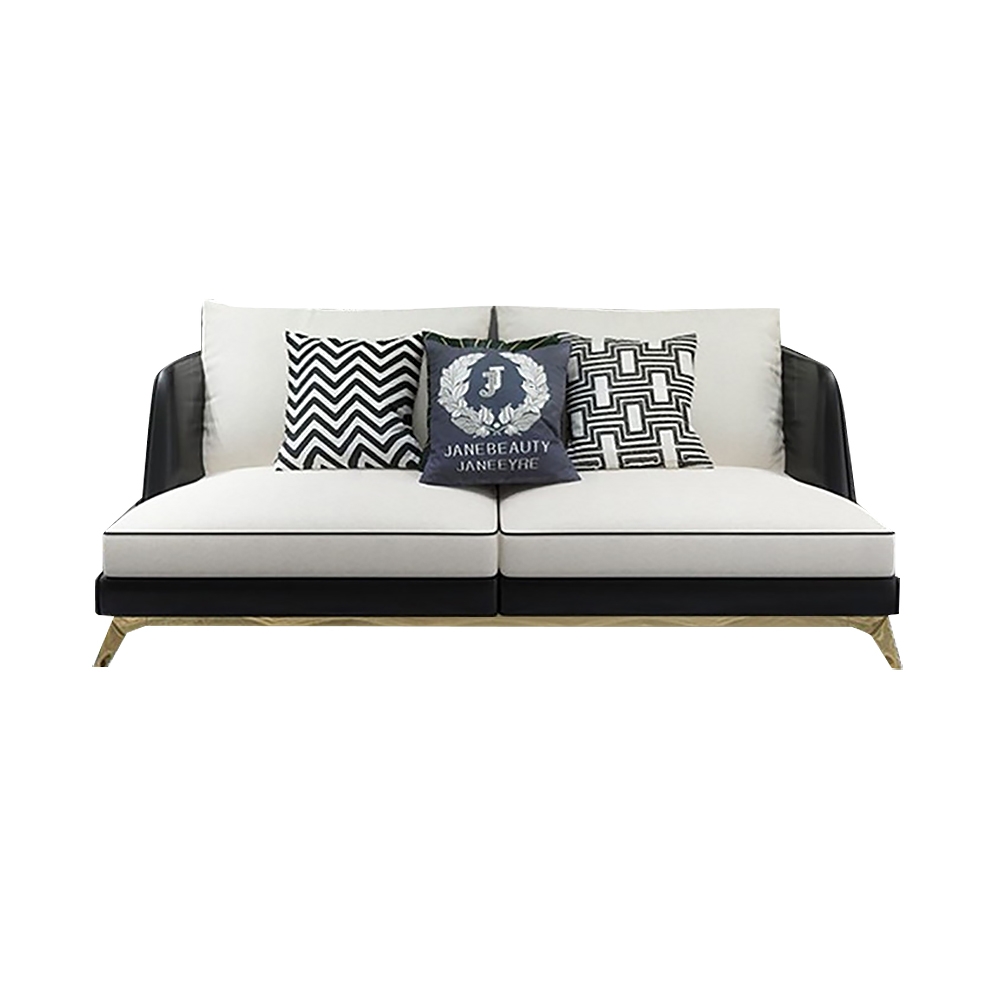 82.7" Modern Upholstered Sofa Fabirc&leather Sofa in Gold Legs window image