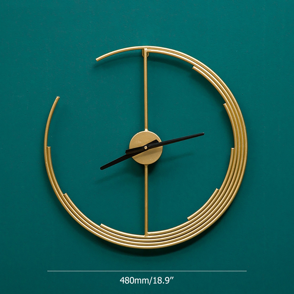 18.9" Minimalist Modern Crescent Design Golden Metal Large Wall Clock window image