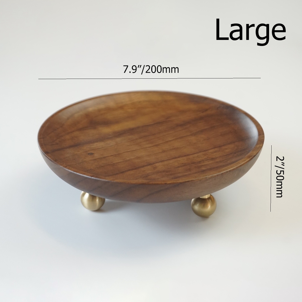 Cottage Round Walnut Makeup Tray Desktop Organizer Set of 2 window image