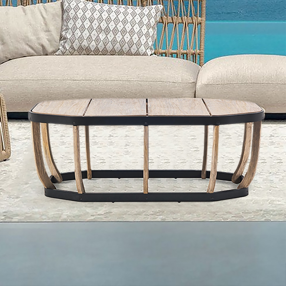 Mesa de centro octagon con tablero de madera de fresno Imagen de ventana