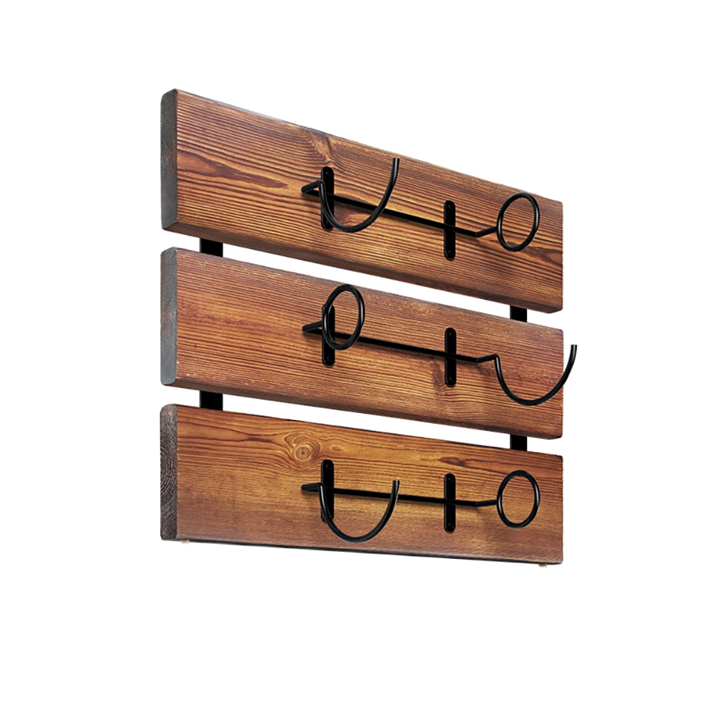 Mini étagère à vin murale en bois massif rétro avec support en verre image de fenêtre