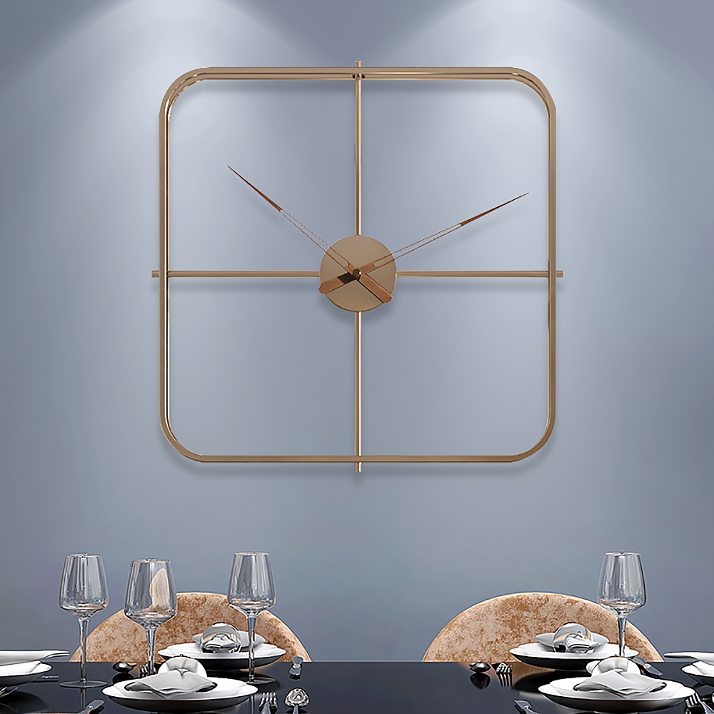 17.7" Modern Minimalist Classic Square Design Fashion Gold Silent Wall Clock window image