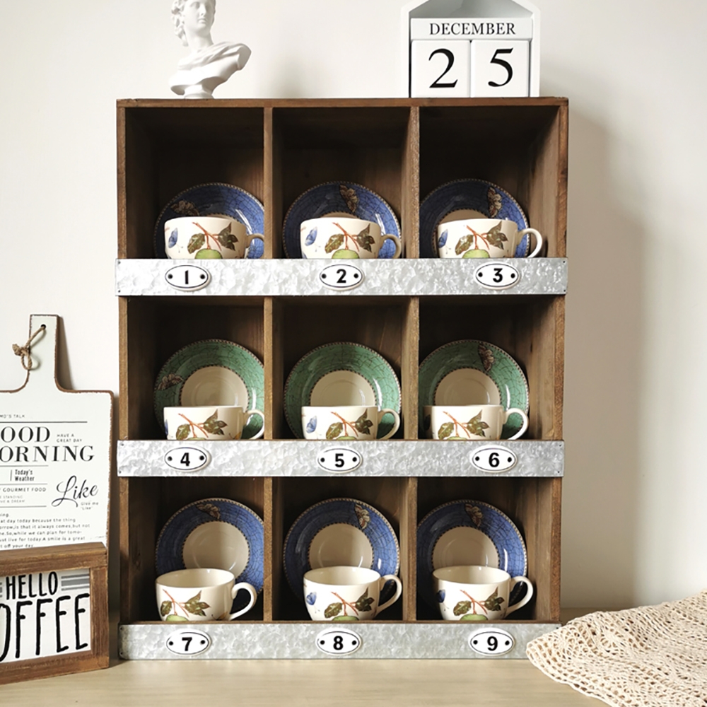 Rustic Retro Desk Organizer Rectangular Dish Storage Cabinet window image