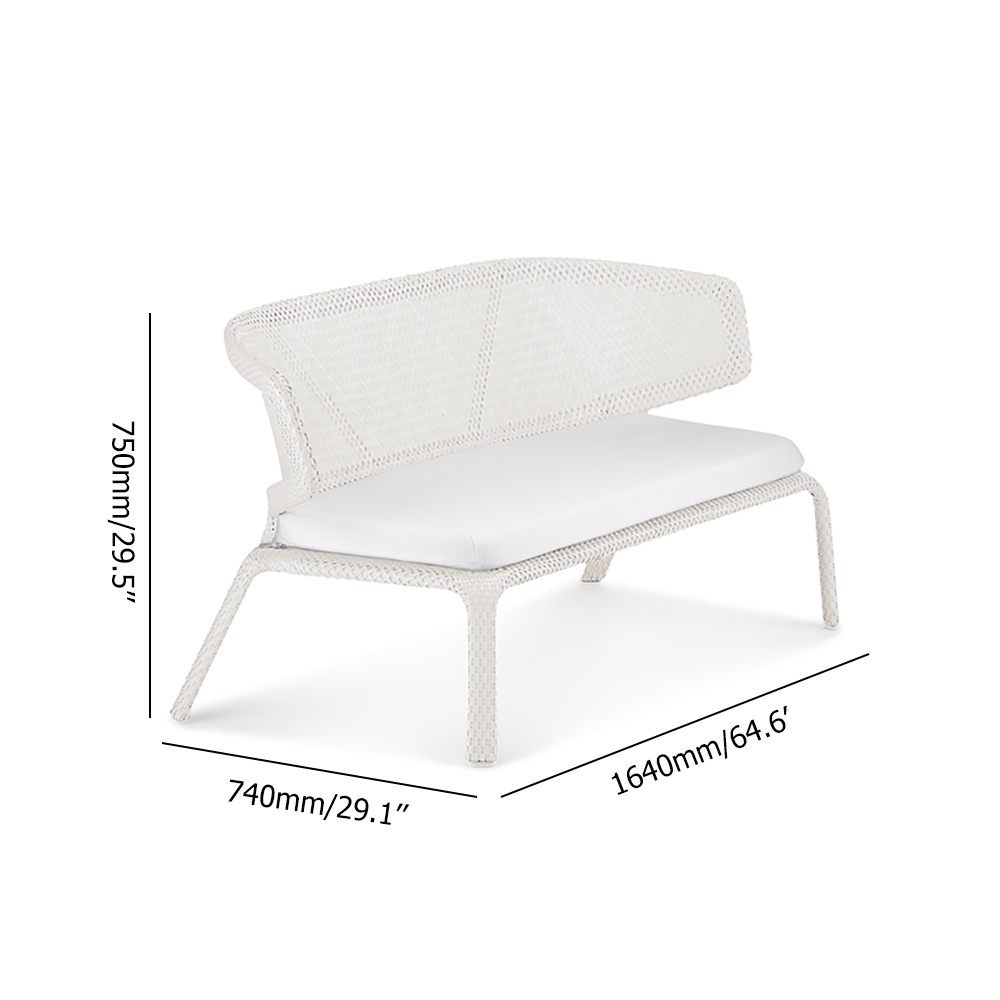 White Rattan Outdoor Sofa Loveseat with Cushion 4 Legs window image