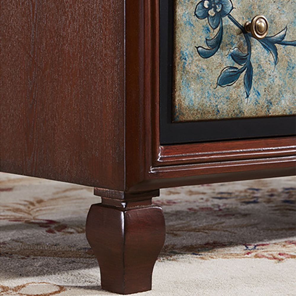 Farmhouse Wood Coffee Table with Drawers in Birch & MDF Mahogany Rustic window image