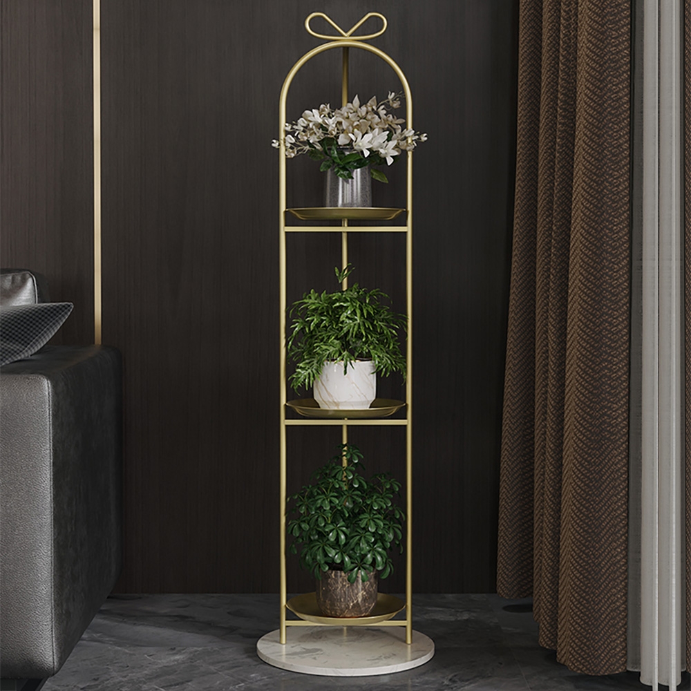 49.2" 3-Tier Round Metal Plant Stand Gold Flower Stand window image